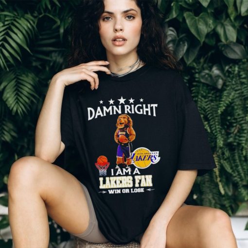 Bailey mascot damn right I am a Lakers fan win or lose shirt