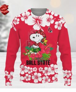 Ball State Cardinals Champions Sports Hibiscus Patterns Ugly Christmas Sweater Gift Holidays