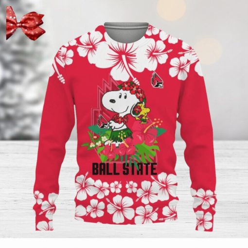 Ball State Cardinals Champions Sports Hibiscus Patterns Ugly Christmas Sweater Gift Holidays