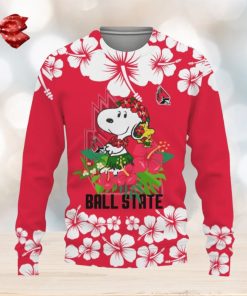 Ball State Cardinals Champions Sports Hibiscus Patterns Ugly Christmas Sweater Gift Holidays