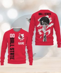 Ball State Cardinals Sports American Football Helmet New 3D Sweater Gift Fans Ugly Christmas Custom Number And Name