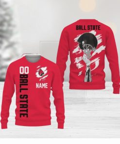 Ball State Cardinals Sports American Football Helmet New 3D Sweater Gift Fans Ugly Christmas Custom Number And Name