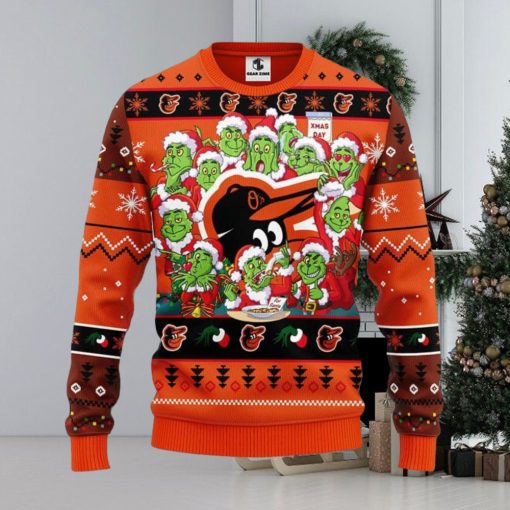 Baltimore Orioles 12 Grinch Xmas Day Christmas Ugly Sweater 3D Christmas Xmas Sweater