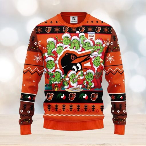 Baltimore Orioles 12 Grinch Xmas Day Christmas Ugly Sweater 3D Christmas Xmas Sweater