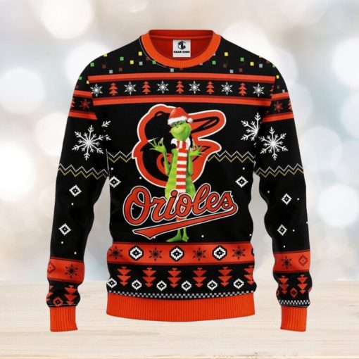 Baltimore Orioles Funny Grinch Christmas Ugly Sweater Christmas Gift For Fans Party Hoiliday Gift