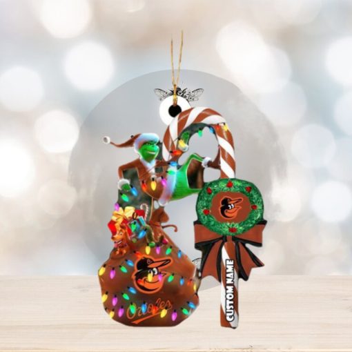 Baltimore Orioles MLB Grinch Candy Cane Personalized Xmas Gifts Christmas Tree Decorations Ornament