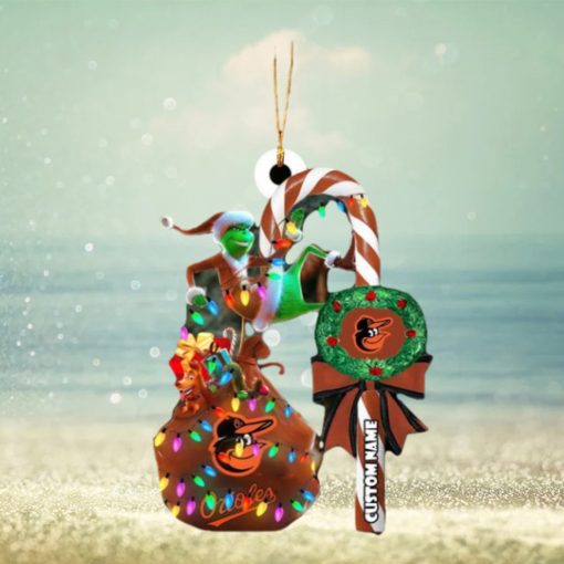 Baltimore Orioles MLB Grinch Candy Cane Personalized Xmas Gifts Christmas Tree Decorations Ornament