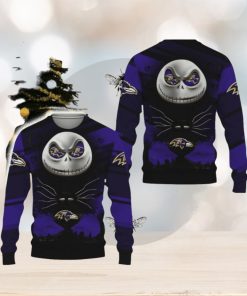 Baltimore Ravens Champion Jack Skellington Funny 3D Ugly Christmas Sweater Gift For Fans