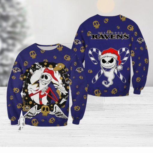 Baltimore Ravens Christmas Jack Skellington Cozy Christmas Ugly Sweater Halloween For Men And Women