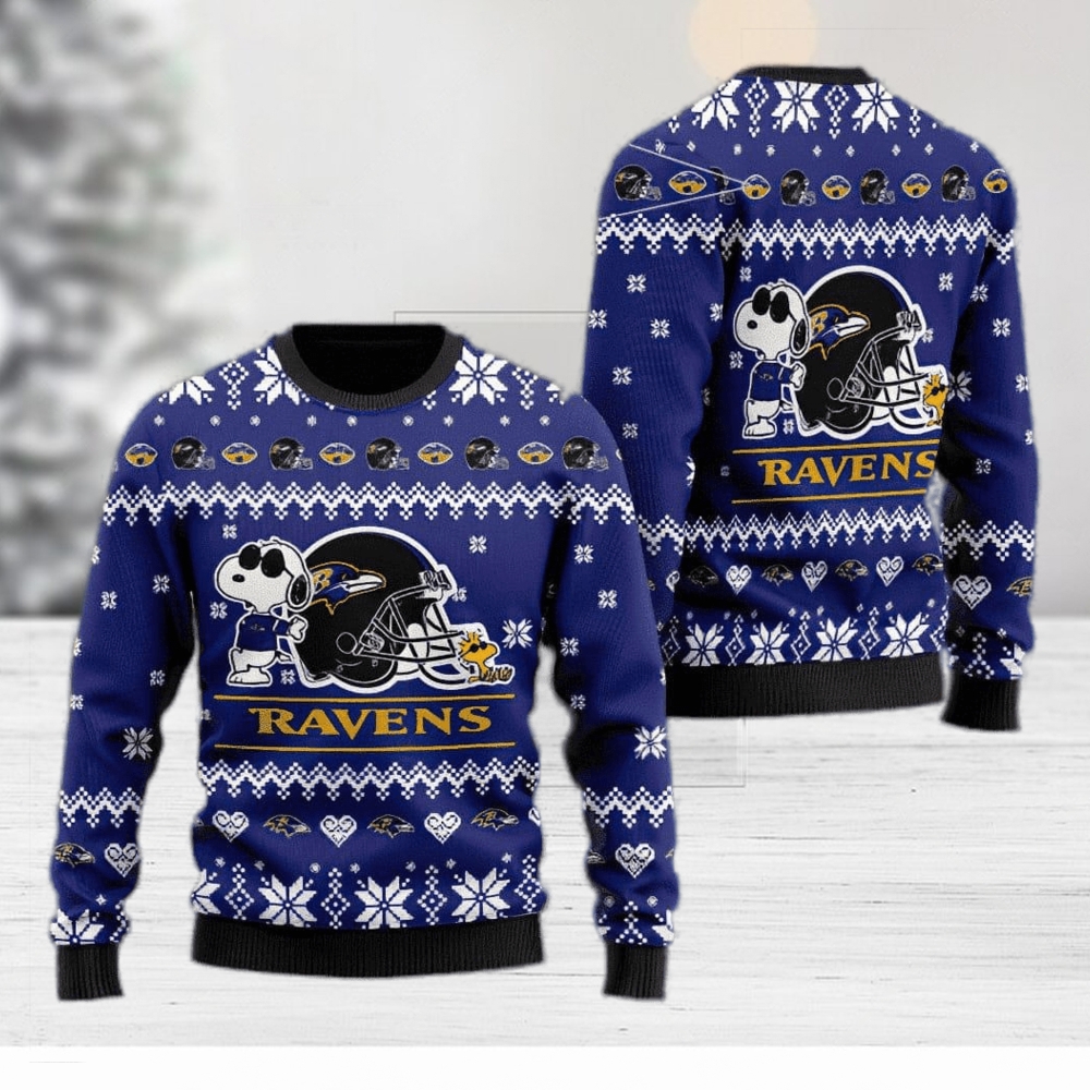 Baltimore Ravens Cute Snoopy Football Helmet Ugly Christmas Sweater -  Freedomdesign