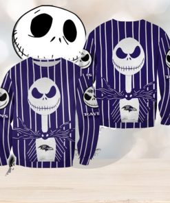 Baltimore Ravens Jack Skellington Warm Christmas Ugly Sweater Halloween For Men And Women