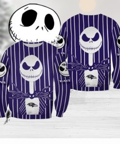 Baltimore Ravens Jack Skellington Warm Christmas Ugly Sweater Halloween For Men And Women