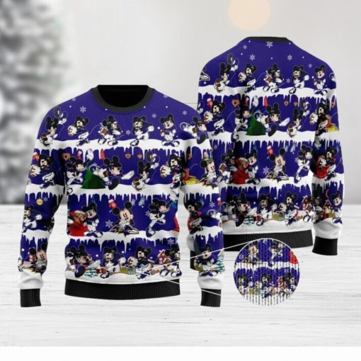 Baltimore Ravens Mickey NFL Knitted Christmas 3D Sweater For Fans