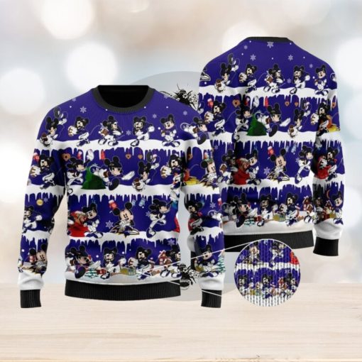 Baltimore Ravens Mickey NFL Knitted Christmas 3D Sweater For Fans