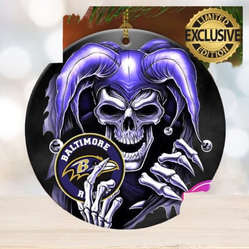 Baltimore Ravens NFL Skull Joker Christmas Tree Decorations Ornament