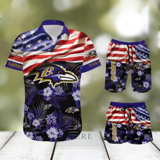 Baltimore Ravens Personalized NFL Hawaiian Shirt & Shorts For Fans Gift Men And Women Holiday Summer