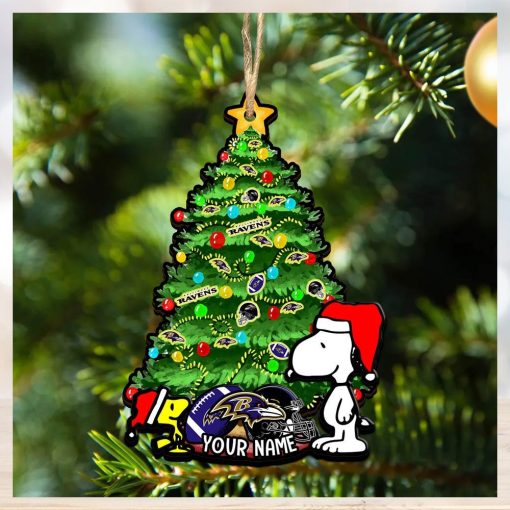 Baltimore Ravens Personalized Your Name Snoopy And Peanut Ornament Christmas Gifts For NFL Fans SP161023131ID03