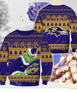 Baltimore Ravens Ugly Grinch Christmas Sweater For Fans Funny Christmas Gift