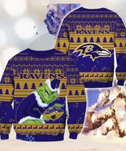 Baltimore Ravens Ugly Grinch Christmas Sweater For Fans Funny Christmas Gift