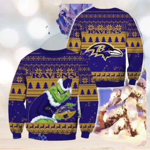 Baltimore Ravens Ugly Grinch Christmas Sweater For Fans Funny Christmas Gift