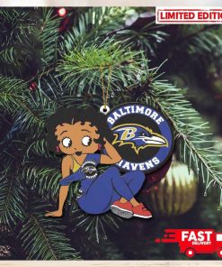 Baltimore Ravens x Betty Boop Christmas Tree Decorations 2023 Xmas Gift Holiday Ornament