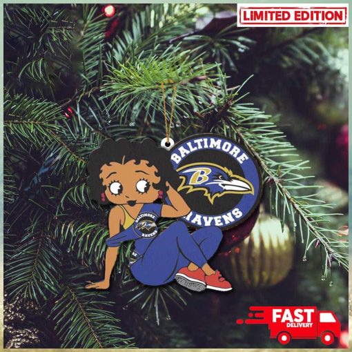 Baltimore Ravens x Betty Boop Christmas Tree Decorations 2023 Xmas Gift Holiday Ornament