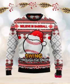 Baseball Swing Through Snow Ugly Christmas Sweater New For Men And Women Gift Holidays Christmas