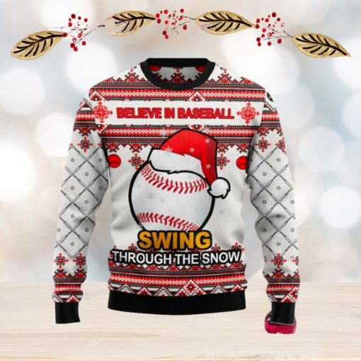 Baseball Swing Through Snow Ugly Christmas Sweater New For Men And Women Gift Holidays Christmas