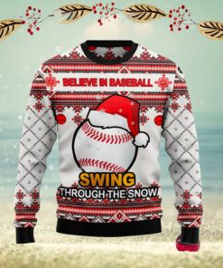 Baseball Swing Through Snow Ugly Christmas Sweater New For Men And Women Gift Holidays Christmas