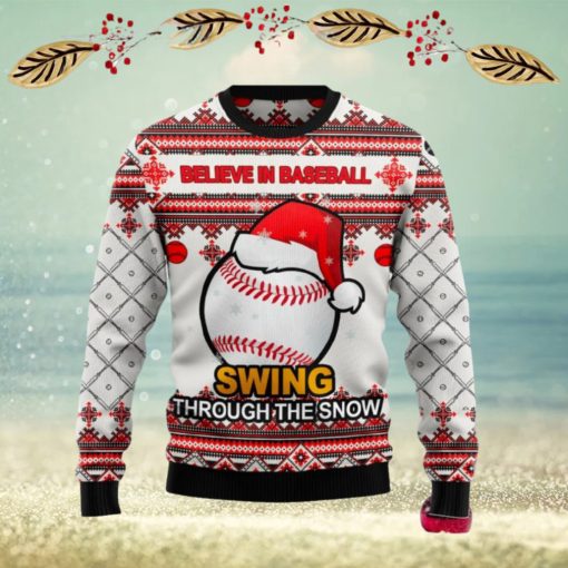 Baseball Swing Through Snow Ugly Christmas Sweater New For Men And Women Gift Holidays Christmas