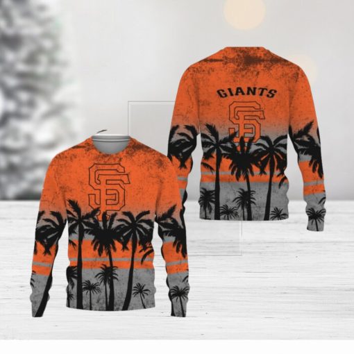 Baseballl American Tree Beach Gradient Gift San Francisco Giants Ugly Christmas AOP Sweater