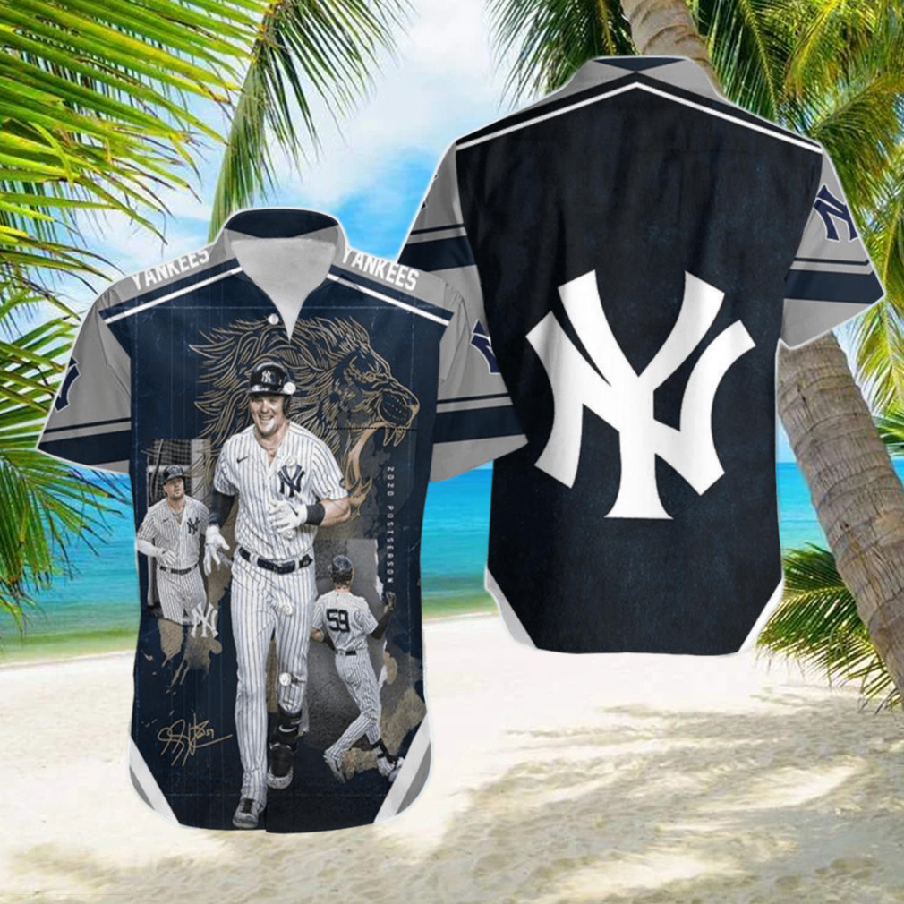 MLB NY Yankees Yellow and Dark Blue Yankees Hawaiian Shirt