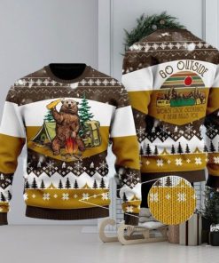 Bear Beer Campfire Yellow Wool 3D Sweater For Men And Women