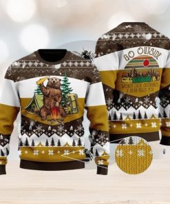 Bear Beer Campfire Yellow Wool 3D Sweater For Men And Women