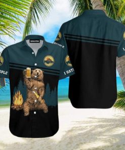 Bear Camping I Hate People Beer Sparks Aloha Hawaiian Shirt