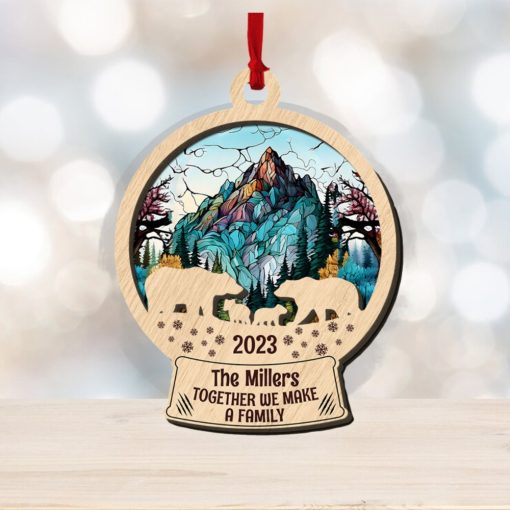 Bear Family, Together We Make A Family, Personalized 2 Layer Mix Ornament, Custom Suncatcher Ornament, Gifts For Family, Unique Christmas Gifts, Christmas Tree Decor