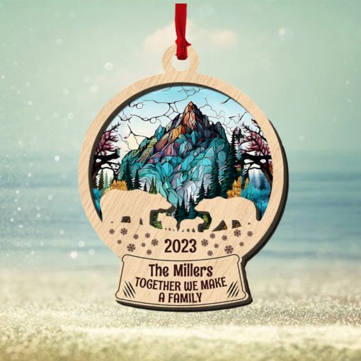 Bear Family, Together We Make A Family, Personalized 2 Layer Mix Ornament, Custom Suncatcher Ornament, Gifts For Family, Unique Christmas Gifts, Christmas Tree Decor
