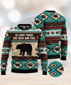 Bear Wild And Free Christmas Gift Ugly Christmas Sweater Xmas Holiday