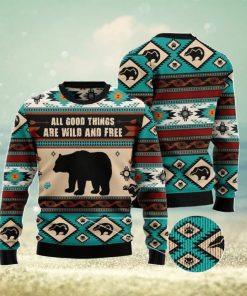 Bear Wild And Free Christmas Gift Ugly Christmas Sweater Xmas Holiday