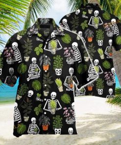 Beautiful Plant Potted Gardener Skull Pattern Hawaiian Shirt