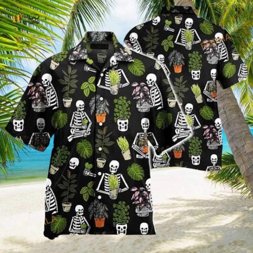 Beautiful Plant Potted Gardener Skull Pattern Hawaiian Shirt