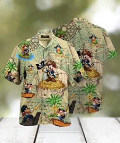 Beige Mickey & Mimi Hawaiian Shirt