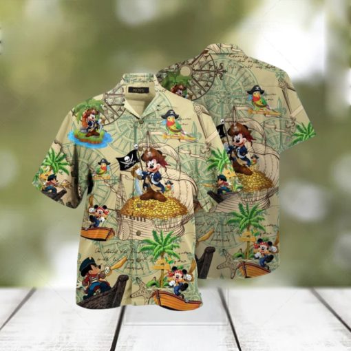 Beige Mickey & Mimi Hawaiian Shirt