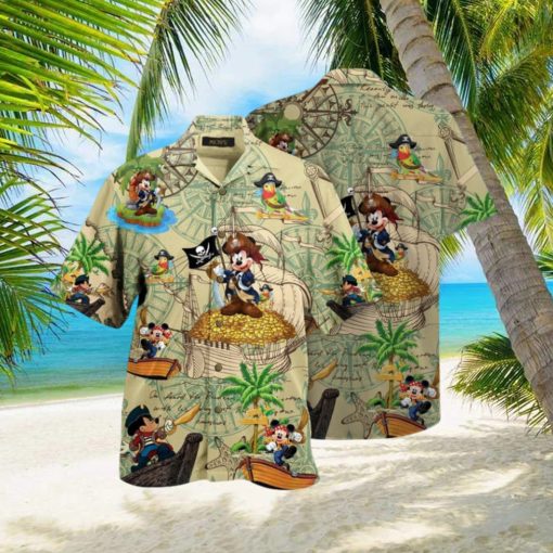 Beige Mickey & Mimi Hawaiian Shirt