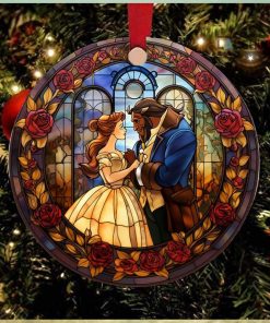 Belle Christmas Ornament Beauty And The Beast Double Sided Ceramic Ornament Disney Princess Xmas Tree Decoration Wedding Gift Belle And The Beast Movie