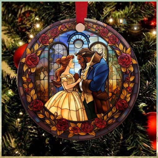 Belle Christmas Ornament Beauty And The Beast Double Sided Ceramic Ornament Disney Princess Xmas Tree Decoration Wedding Gift Belle And The Beast Movie