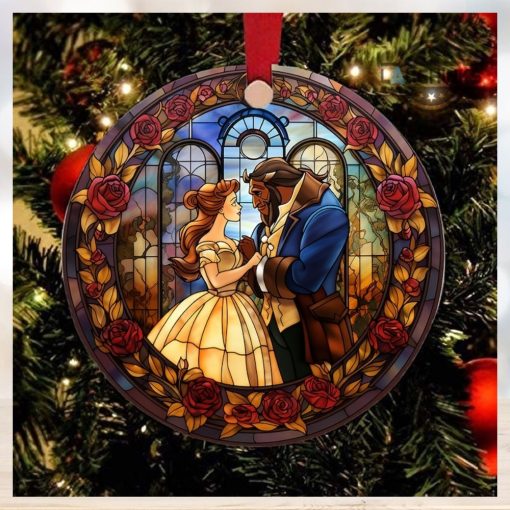 Belle Christmas Ornament Beauty And The Beast Double Sided Ceramic Ornament Disney Princess Xmas Tree Decoration Wedding Gift Belle And The Beast Movie