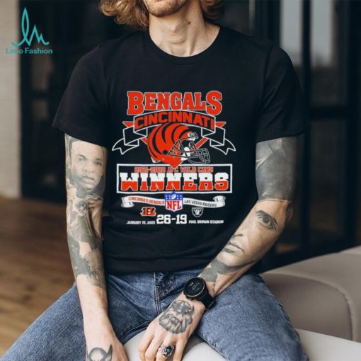 Bengals Cincinnati 2021 2022 AFC Wild Card Winners Cincinnati Bengals 26 19 Las Vegas Raiders Shirt