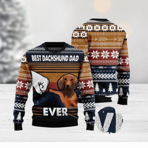 Best Dachshund Dad Ever Ugly Christmas 3D Sweater Gift For Men And Women