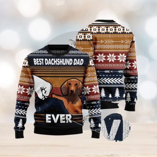 Best Dachshund Dad Ever Ugly Christmas 3D Sweater Gift For Men And Women